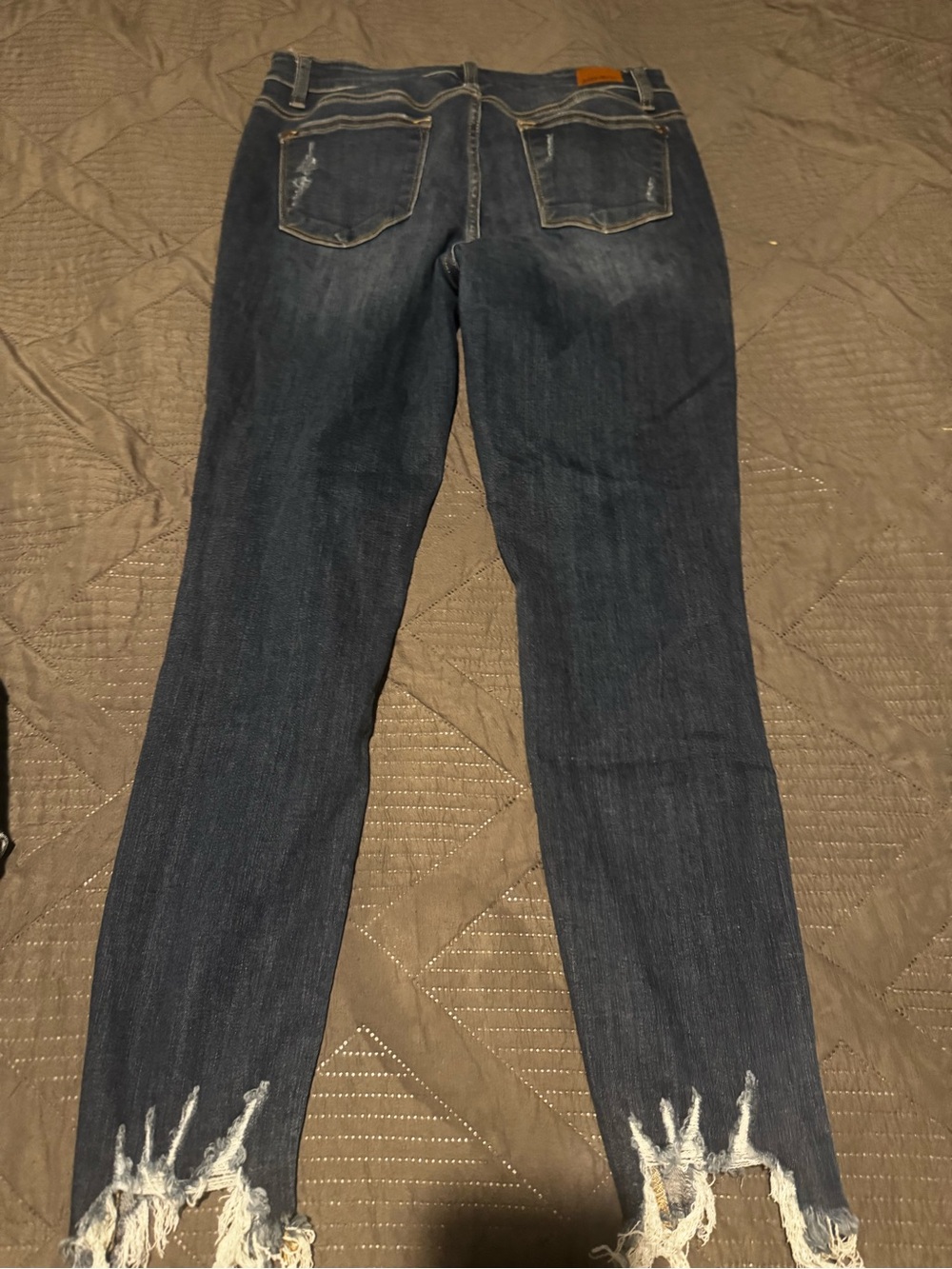 Judy Blue Dark Blue Frayed Hem Ankle Skinny Jeans